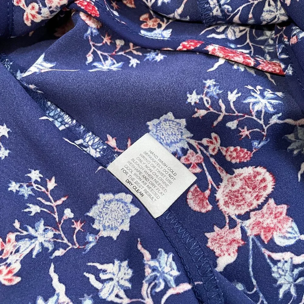 Pink Rose Wrap Top Floral Blue and Pink Size S - Picture 4 of 4